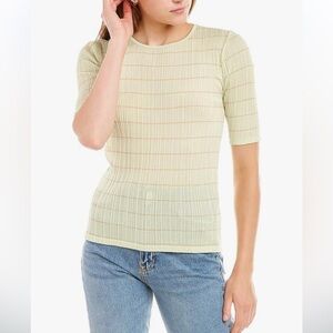 Vince Variegated Stripe Elbow Sleeve Crew Top
